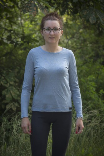 Koszulka Lniana damska, ręk długi, dekolt okrągły - przód